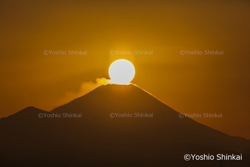 富士山と夕日