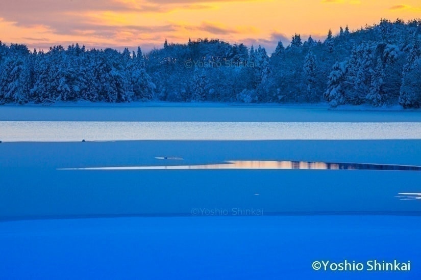 大谷地池の夕暮れ